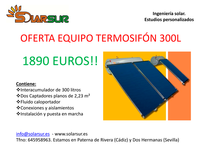 Oferta equipo solar termico